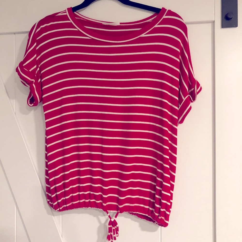 Persaya striped top w cuffed short sleeves